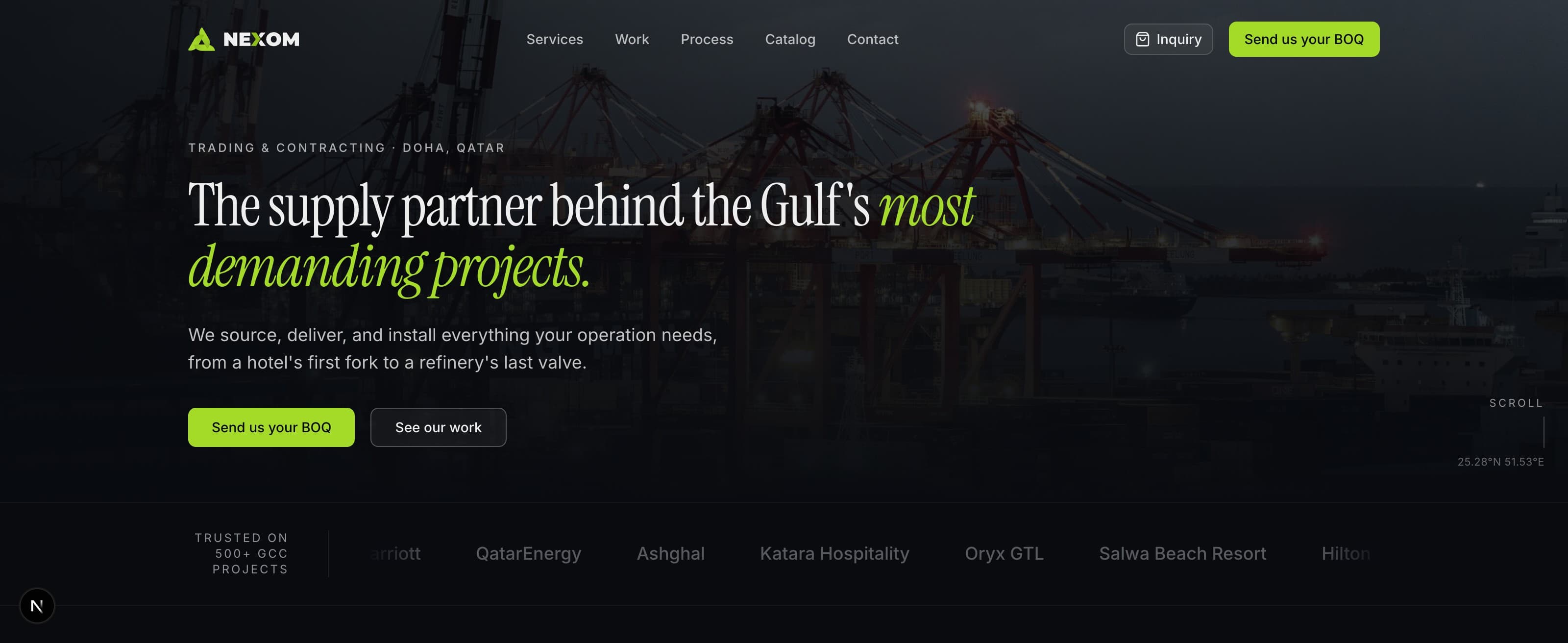 Client roster on a supply and contracting site we built