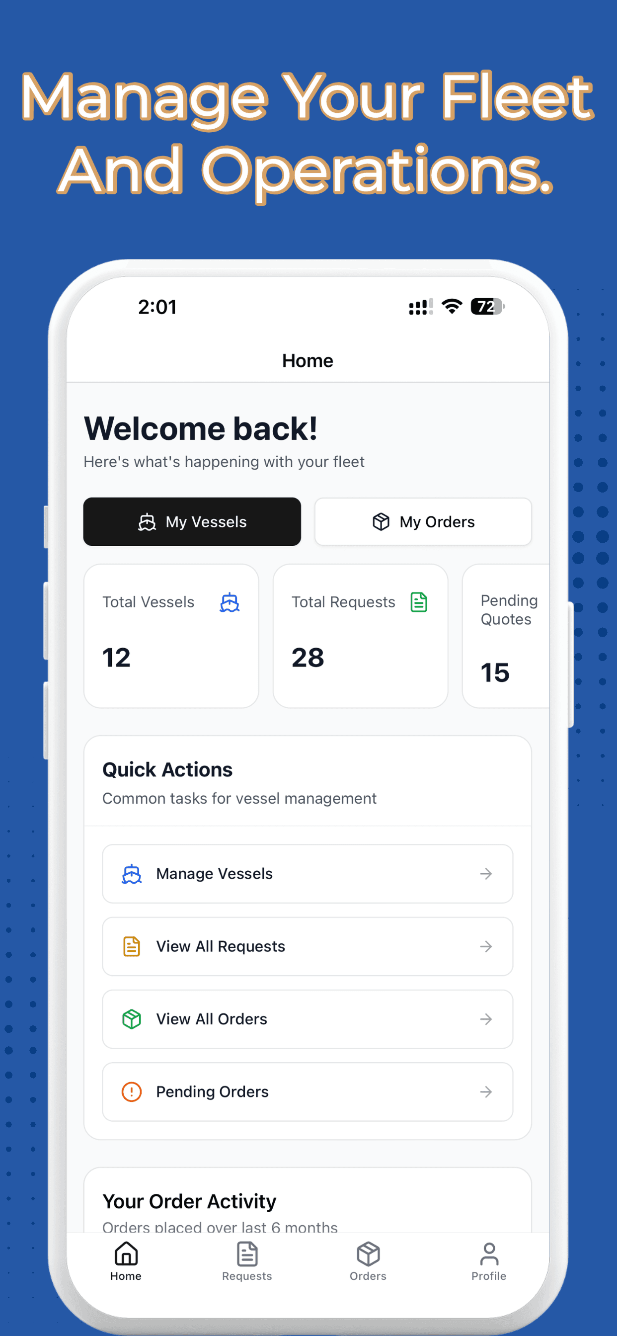 PortzApp fleet management home screen